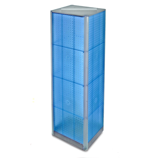 4-Sided Pegboard Floor Spinner Display Rack in Blue